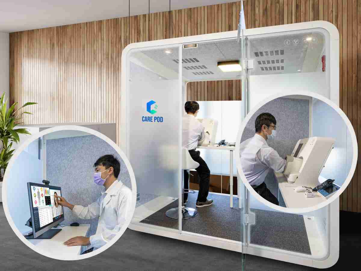 达擎于医疗科技展中展出＂远距诊疗舱＂，，，以因应医疗数字化及社会高龄化趋势下、、、、复诊及慢性病患等族群对于远距看诊需求逐渐升高所推出的创新整合方案。。多功能合一、、高隐私性的远距诊疗舱可根据病患端与医师端的不同需求，，，提供弹性化及客制化功能，，节省医生和病患的精力及时间