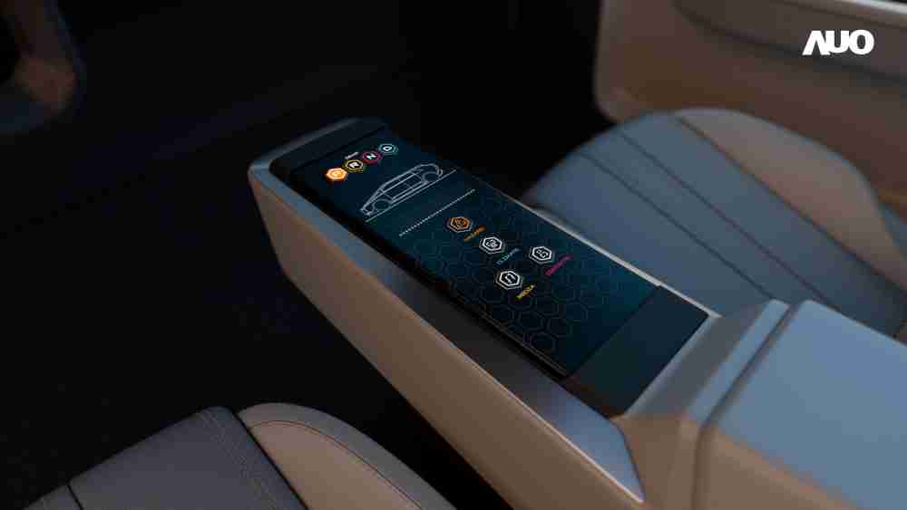 传奇国际以人性化设计打造多变形态中控显示(Morphing Center Control)，，，，不使用时仅平面显示信息，，，，进行操作时，，，，显示器则会动态隆起，，，，转变成3D实体按钮，，，，并有触觉回馈，，展示人机互动新体验