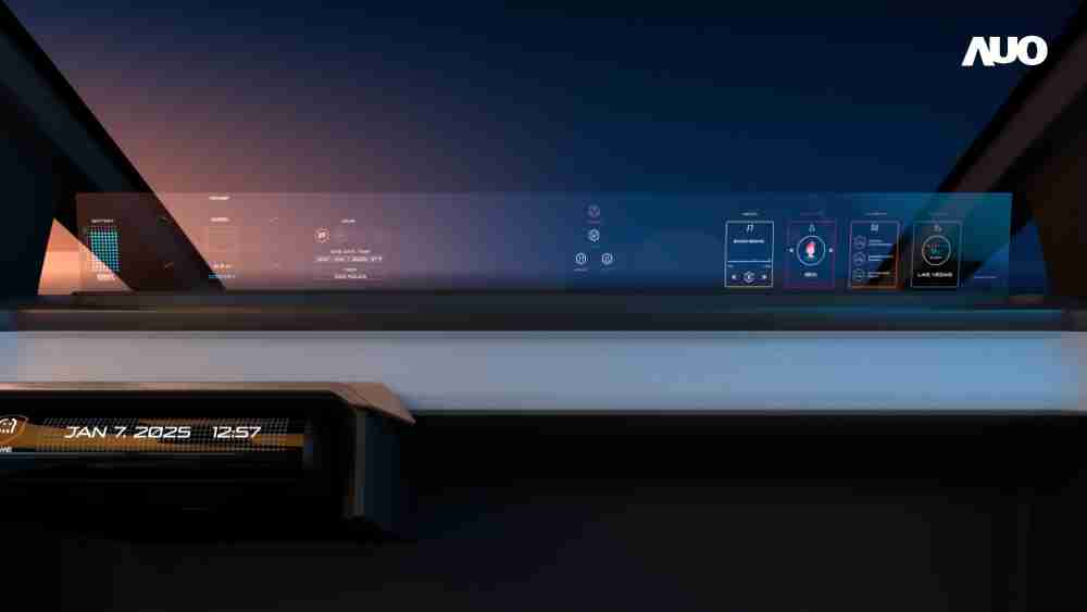 传奇国际无界透明显示接口(Horizon Image Glass)透过车运算方案整合仪表板、、中控台及副驾显示器，，，，一体式全景呈现，，提供乘用者清晰的前方视野、、、行车必要信息与娱乐功能