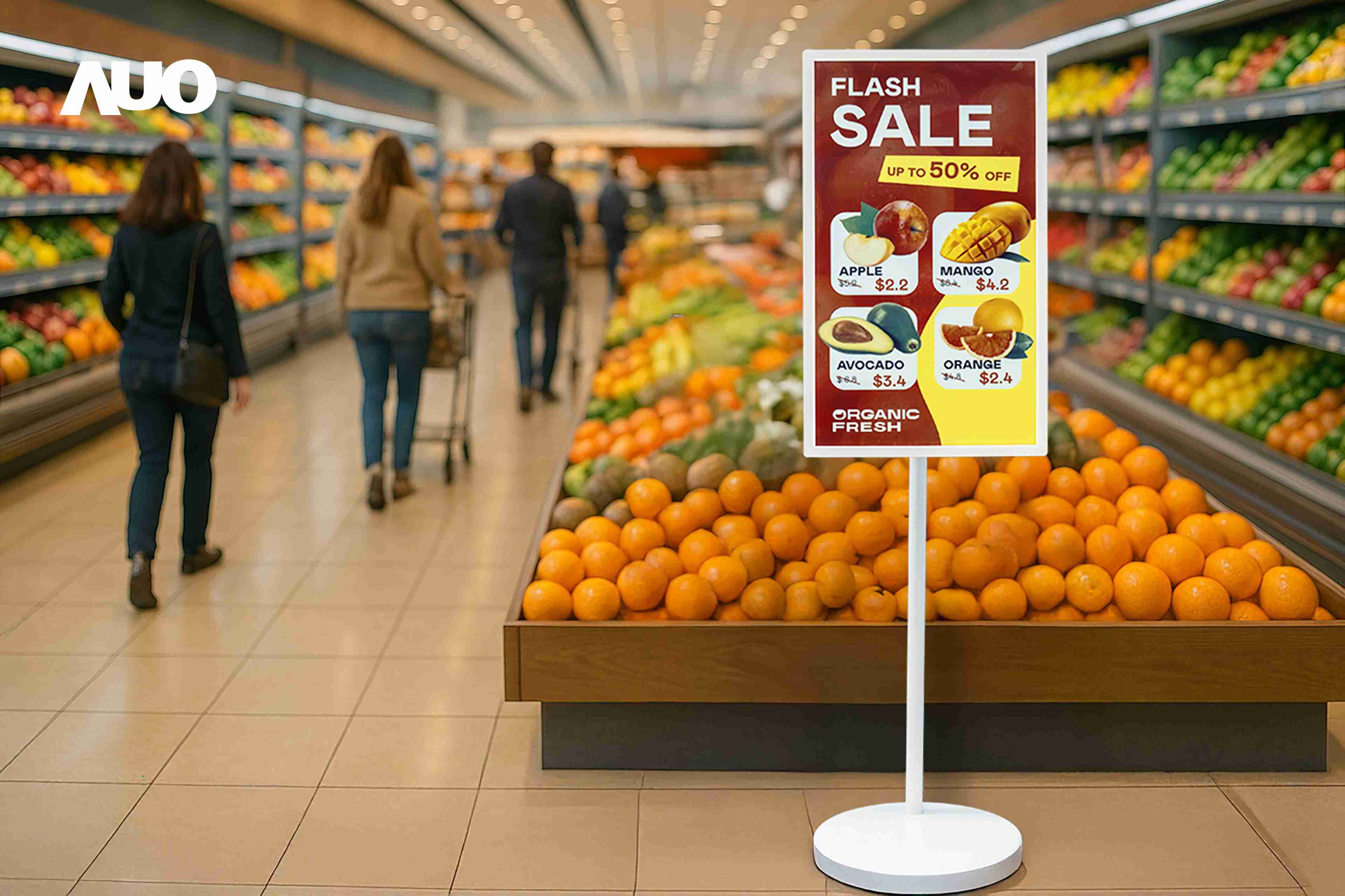 达擎首亮相低功耗、、、全彩的〝aecoPost电子纸解决方案〞，，仅在更新画面时需要微量的电力驱动，，，，无需布建电线的便捷设计，，使其可灵活应用、、、随意置放，，，并可透过云端或行动装置app，，轻松管理及排程广告内容，，晋升店头营销利器。。。